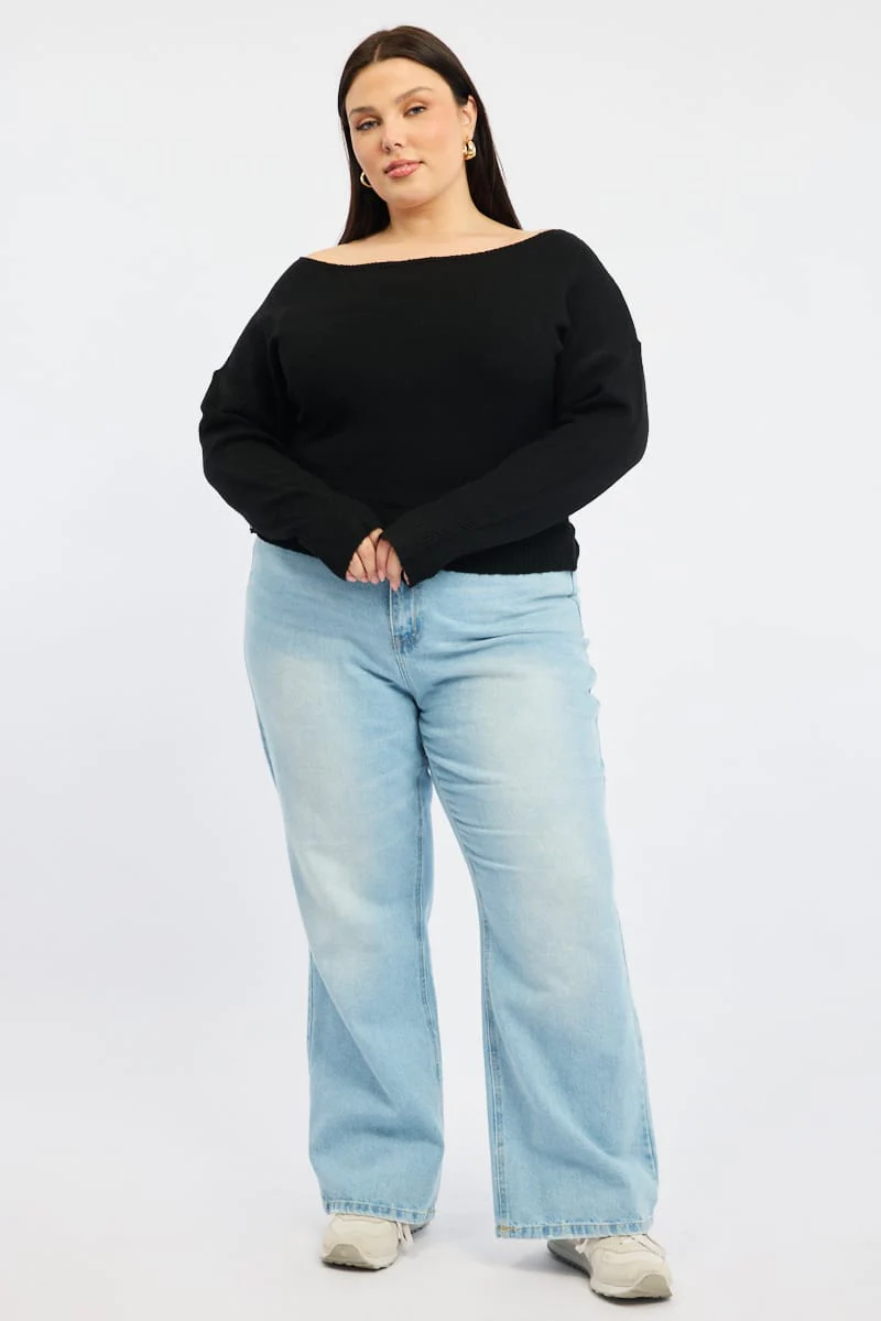 Black Knit Top One Shoulder - Image 3