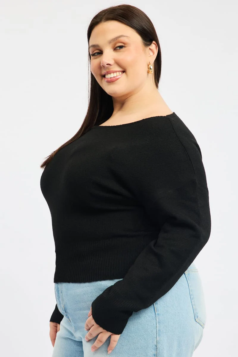 Black Knit Top One Shoulder - Image 4