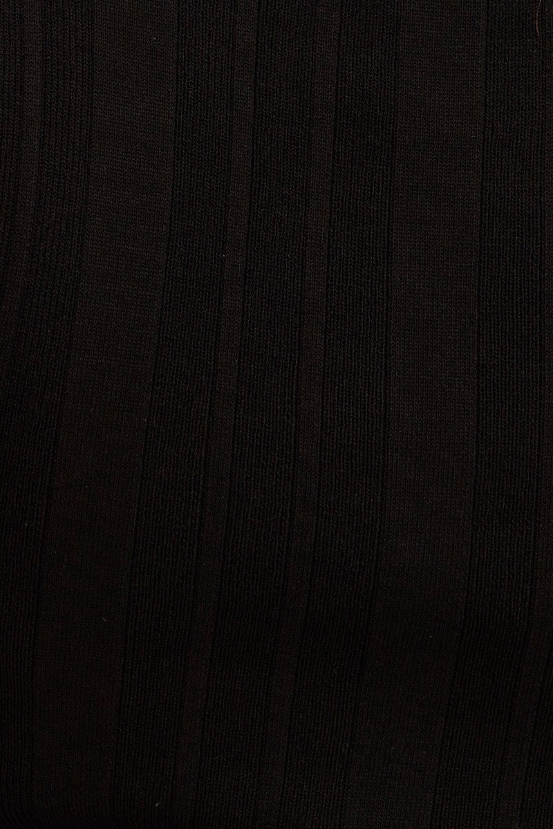 Black Knit Top Ruched Front Short Sleeve Crop - Image 6