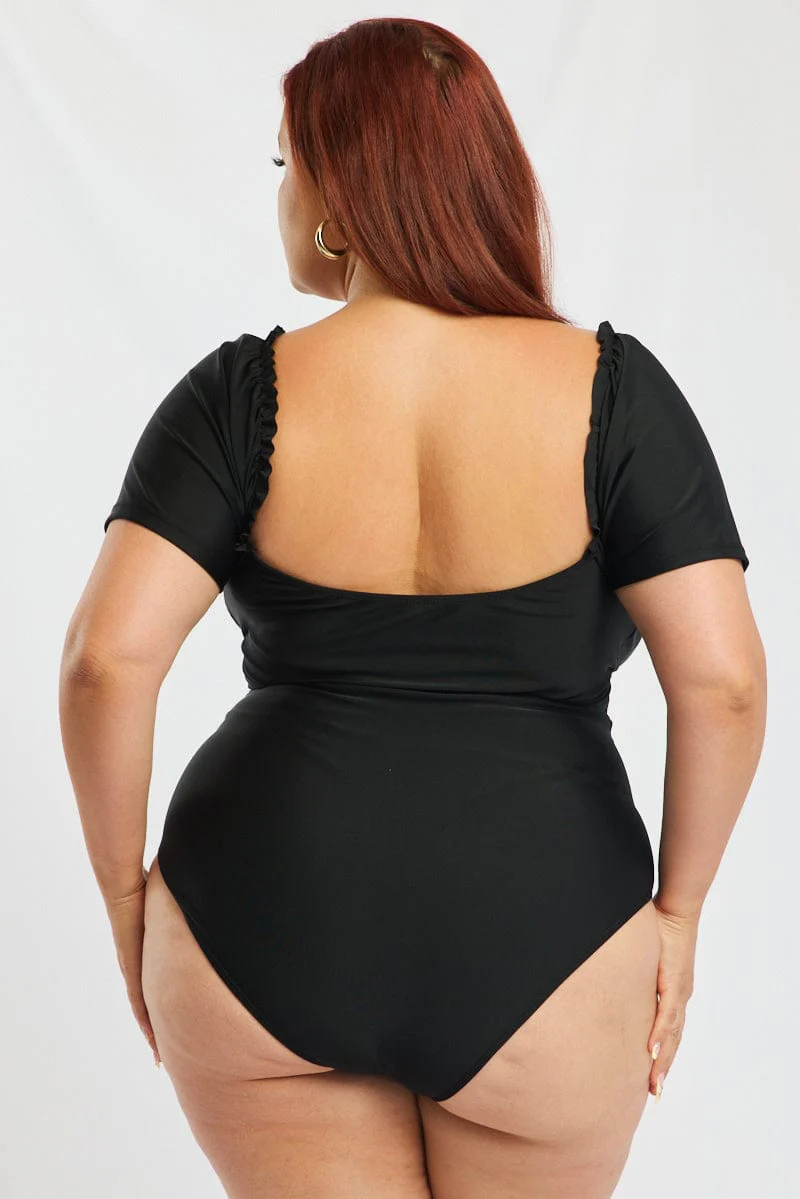 Black Knot Front One Piece Swimsuit - Image 4