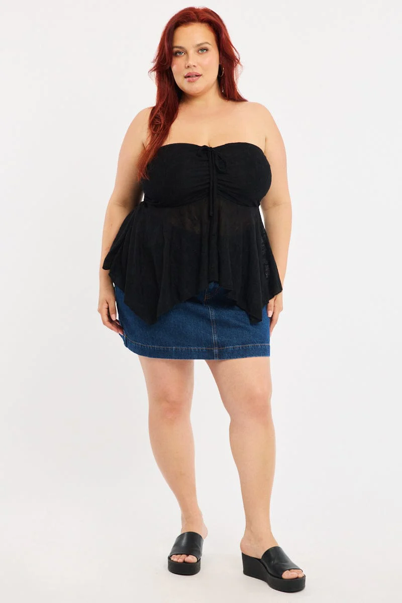 Black Lace Bandeau Top - Image 2