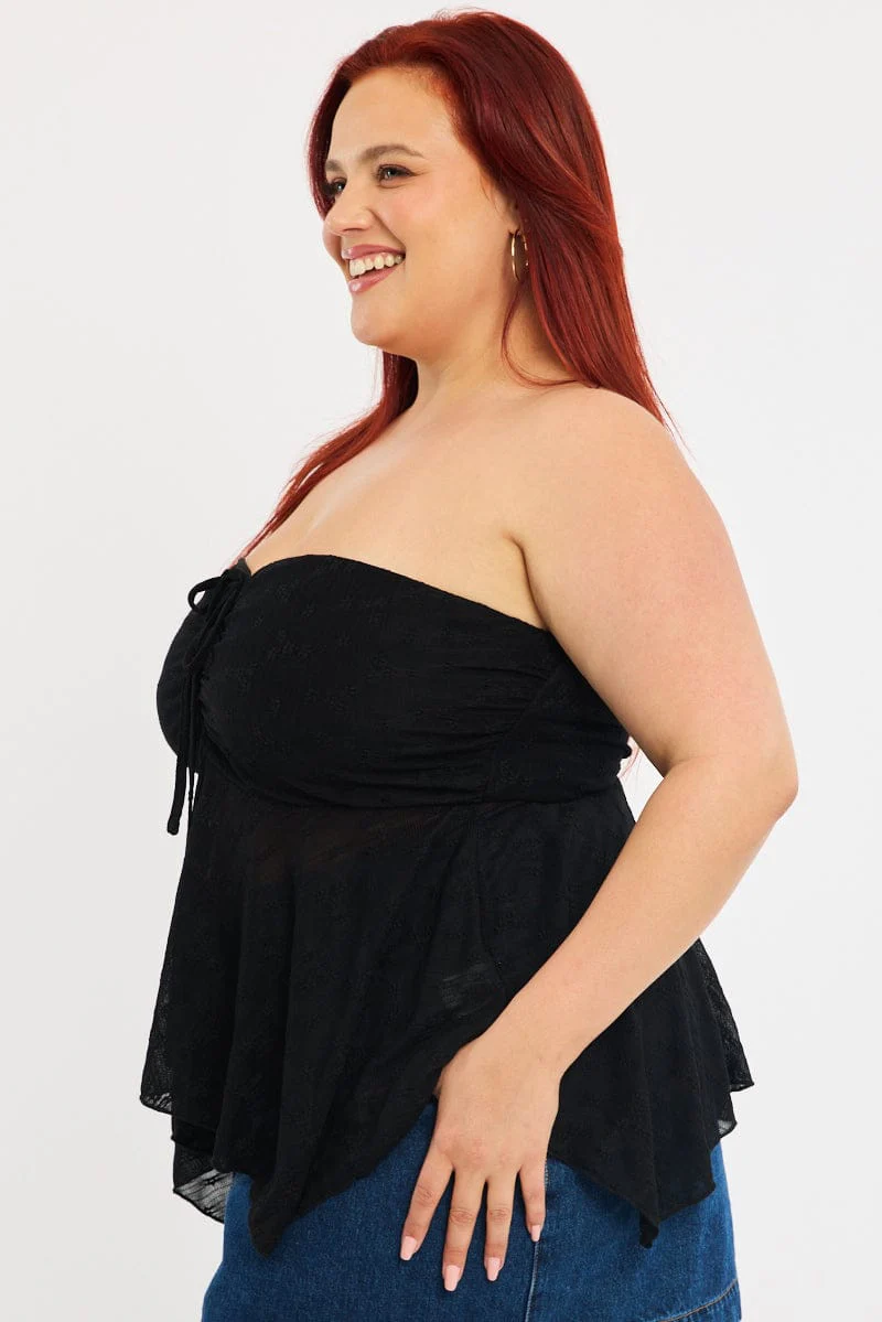 Black Lace Bandeau Top - Image 3