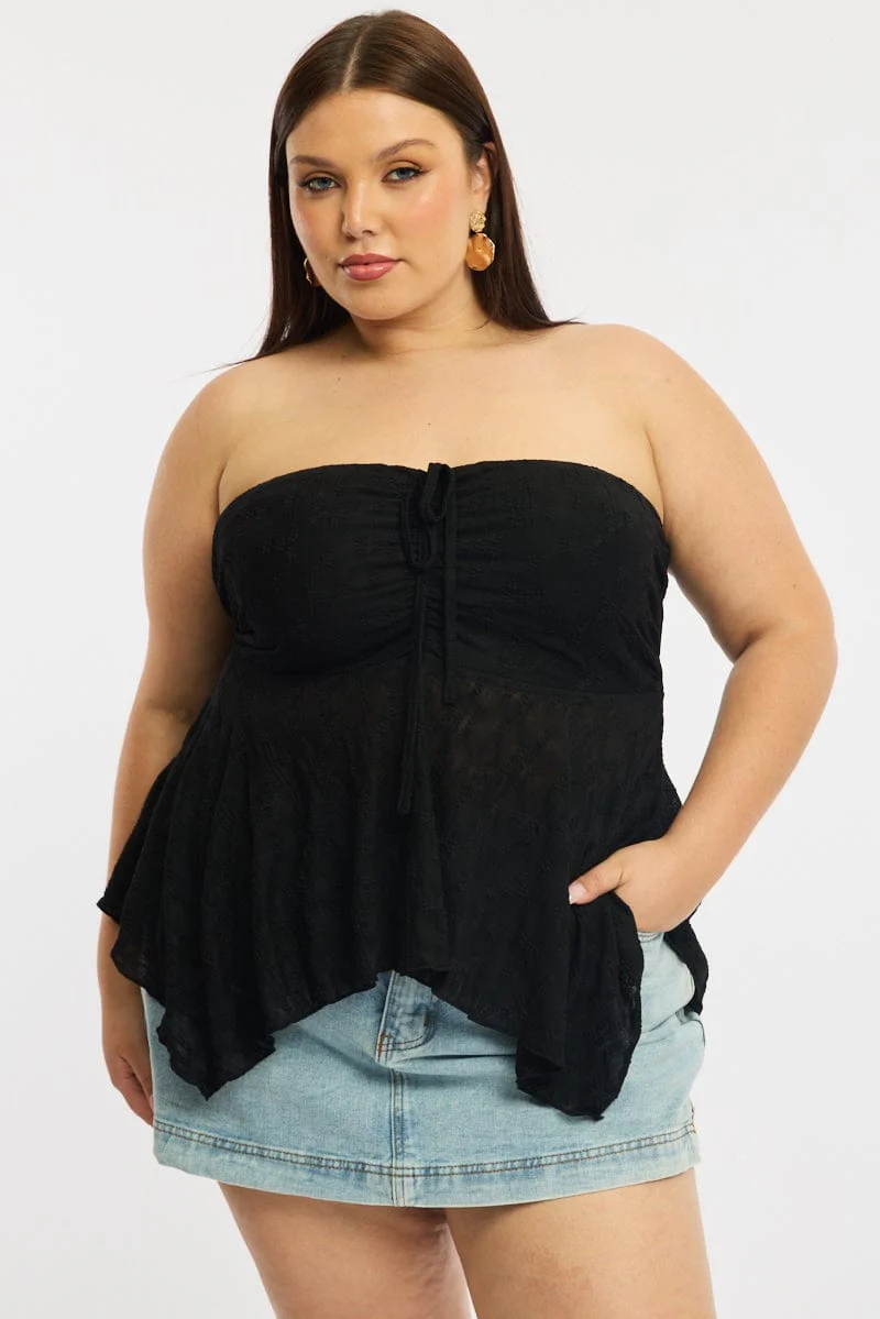 Black Lace Bandeau Top