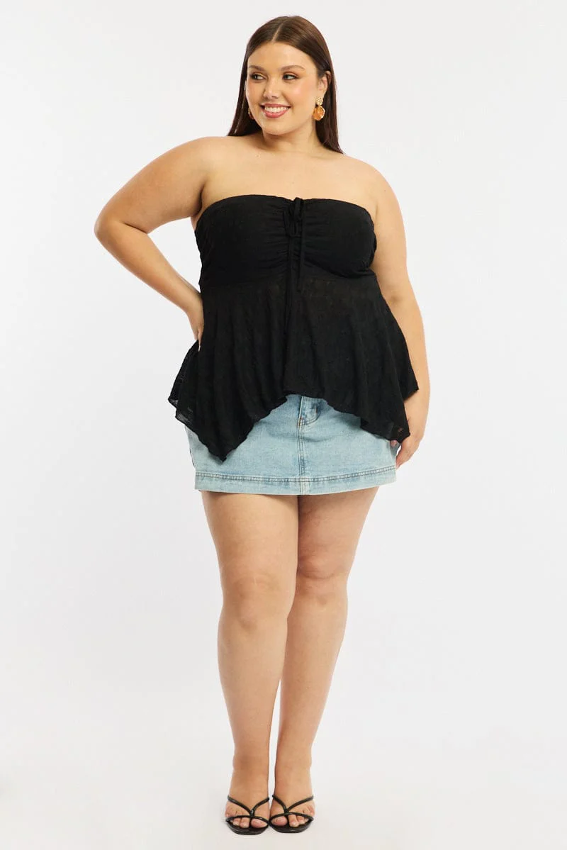 Black Lace Bandeau Top - Image 2