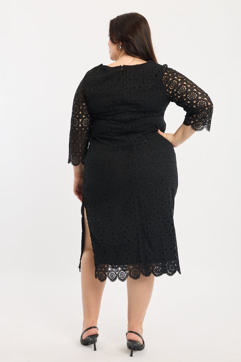 Black Lace Bodycon Dress - Image 4