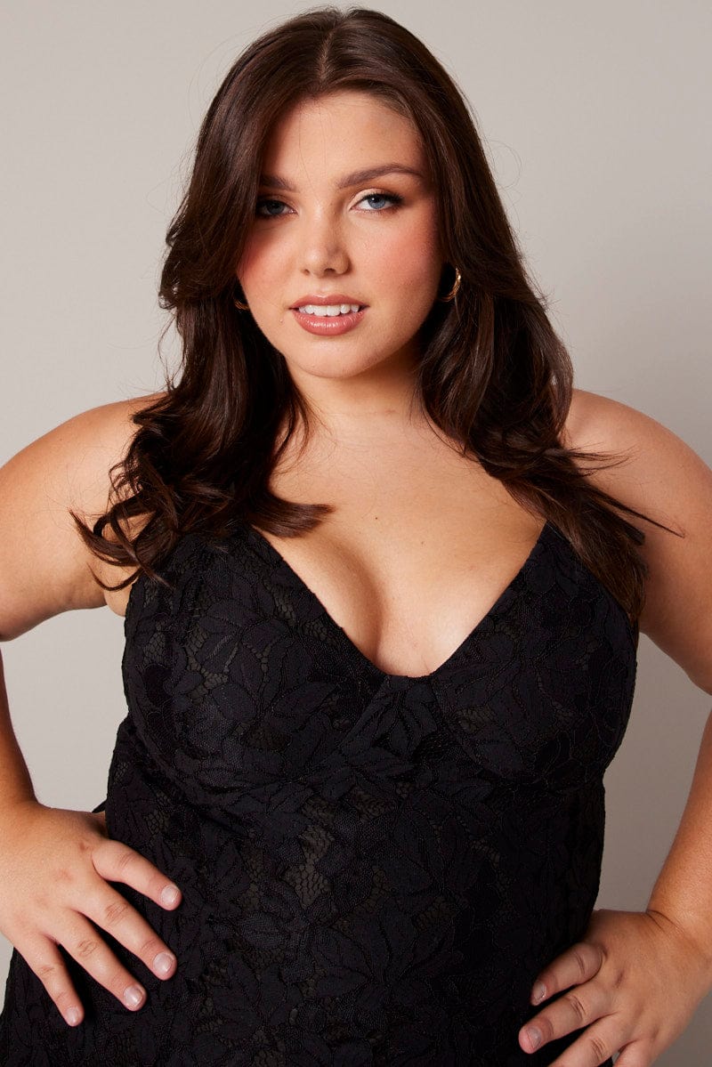 Black Lace Bra Cup Bodycon Dress - Image 3