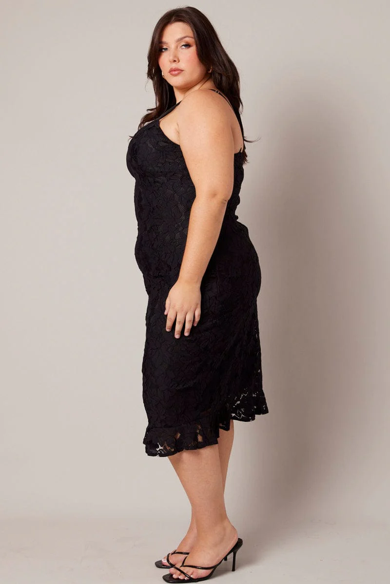 Black Lace Bra Cup Bodycon Dress - Image 4