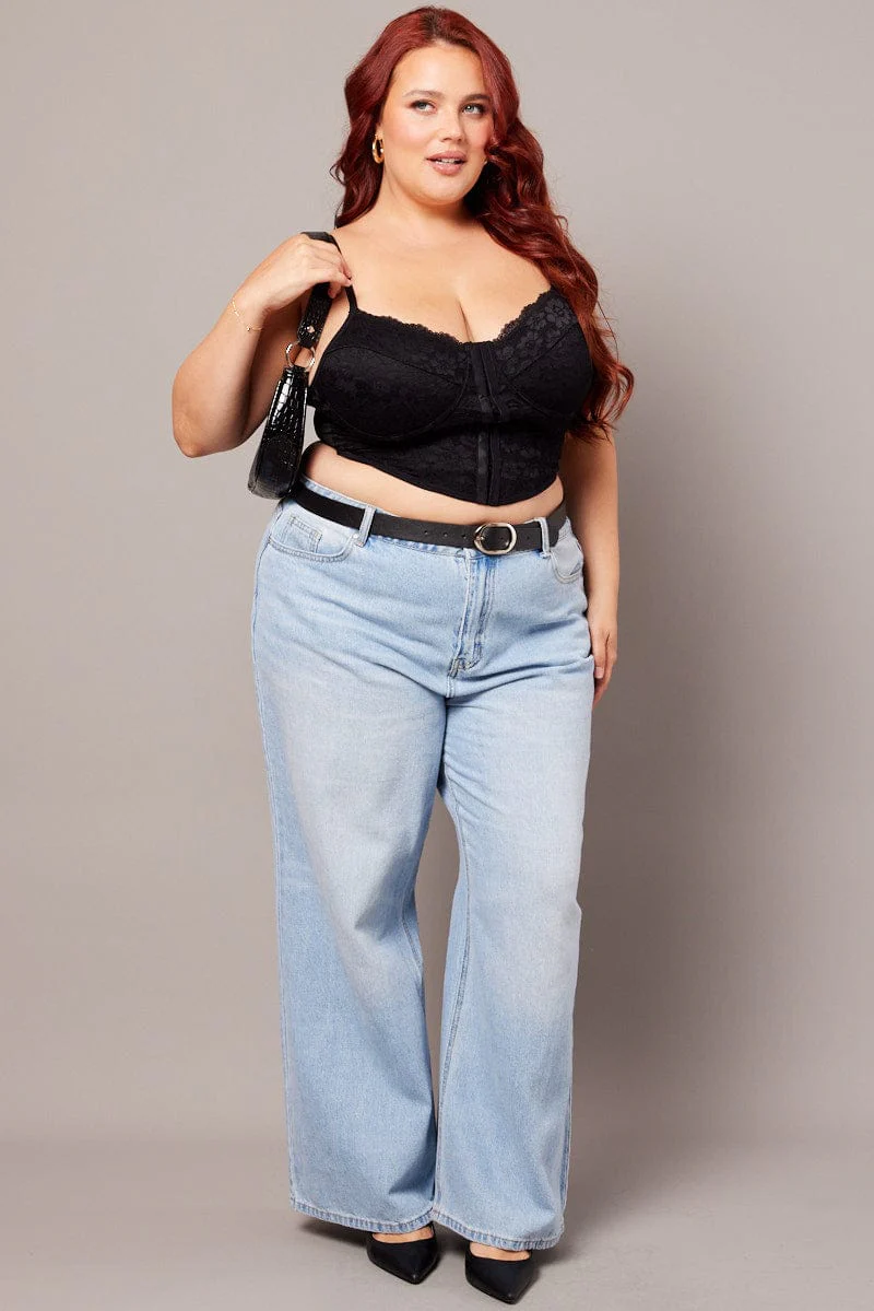 Black Lace Bralette Sleeveless Sweetheart Neckline - Image 2