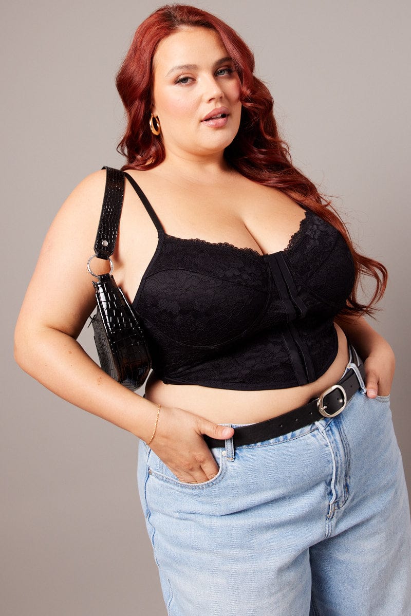 Black Lace Bralette Sleeveless Sweetheart Neckline - Image 3