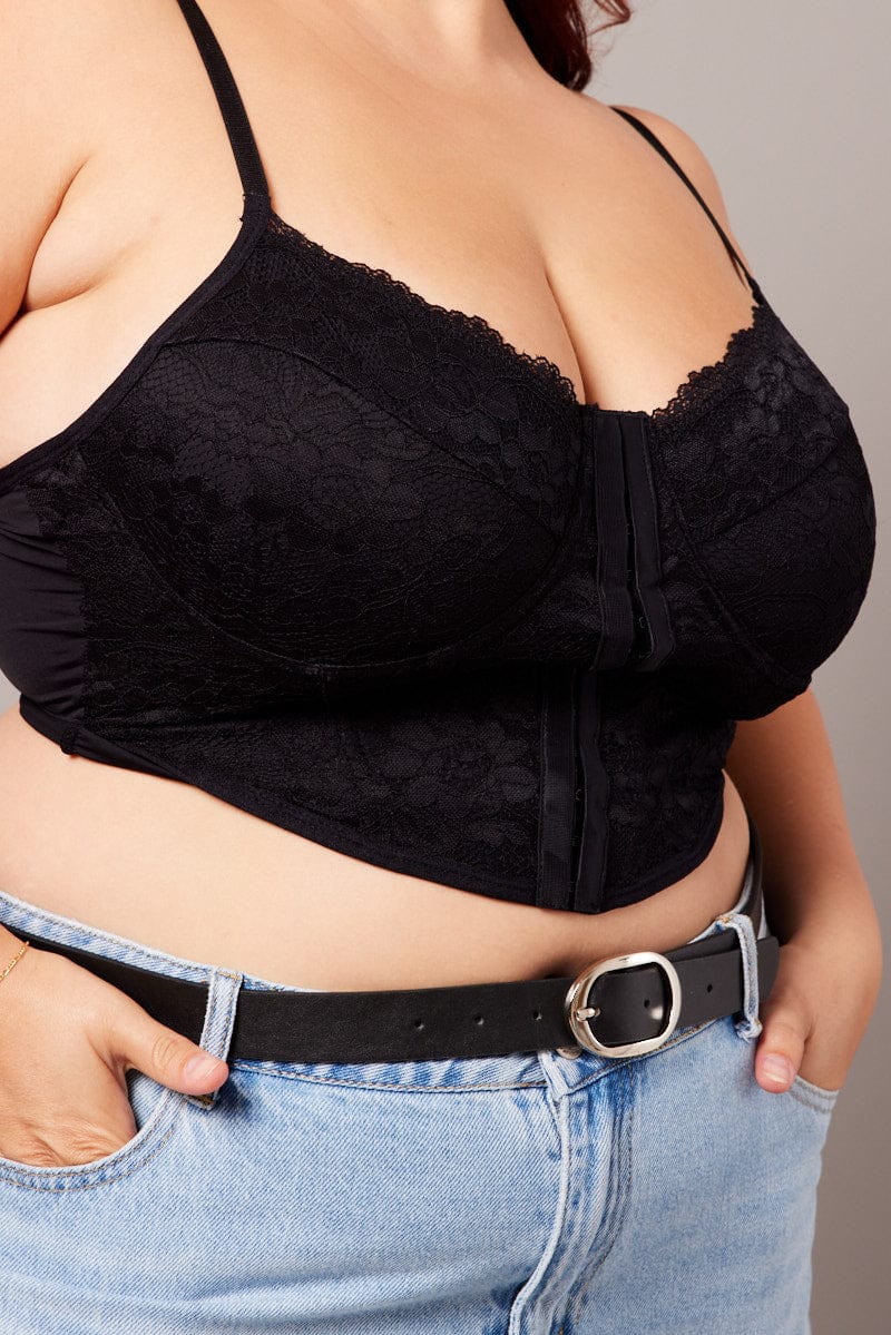 Black Lace Bralette Sleeveless Sweetheart Neckline - Image 6