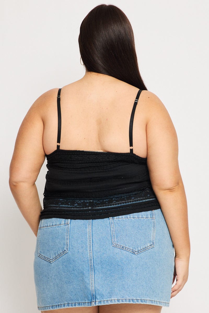 Black Lace Cami Top Open Front - Image 4