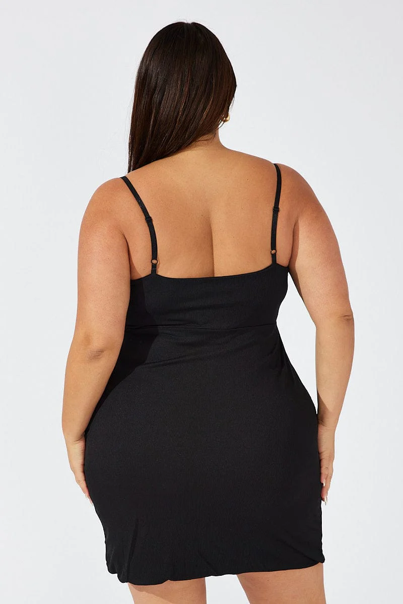 Black Lace Detail Bodycon Dress - Image 5