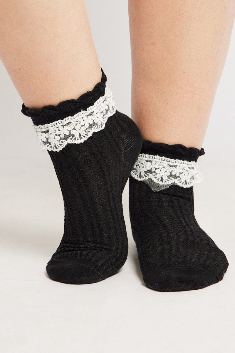 Black Lace Frill Socks