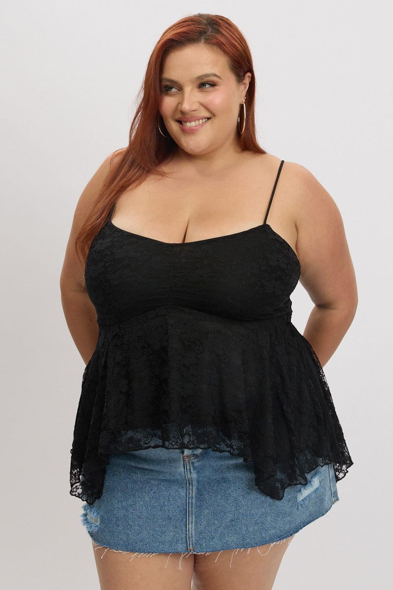 Black Lace Singlet Top - Image 3