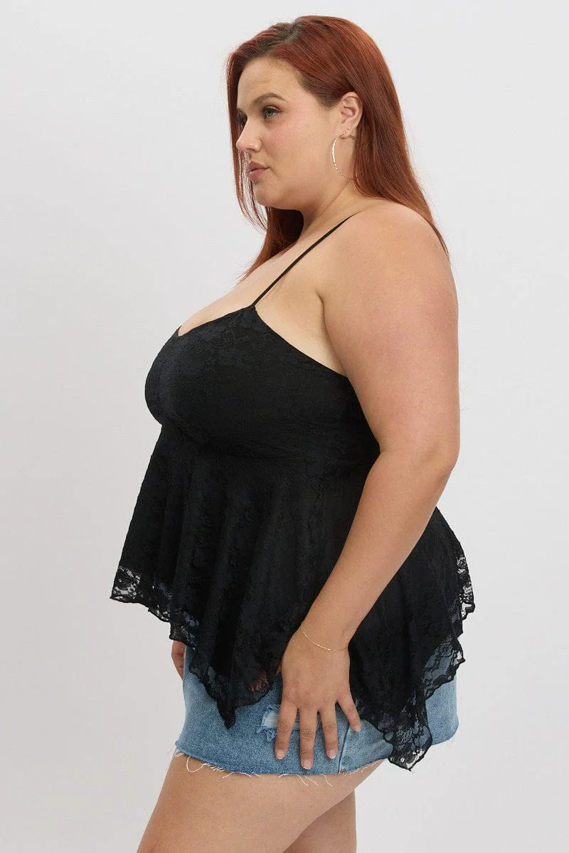 Black Lace Singlet Top - Image 4