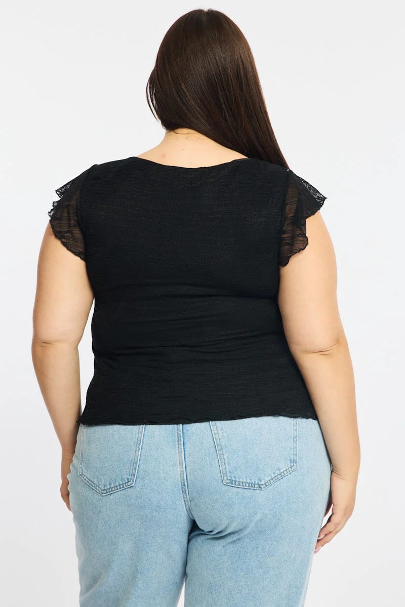 Black Lace Top Short Sleeve Babydoll - Image 5