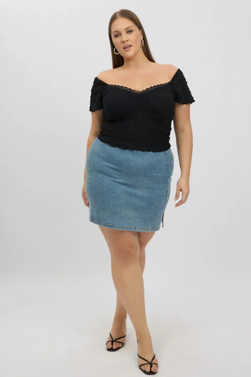 Black Lace top Short Sleeve - Image 2