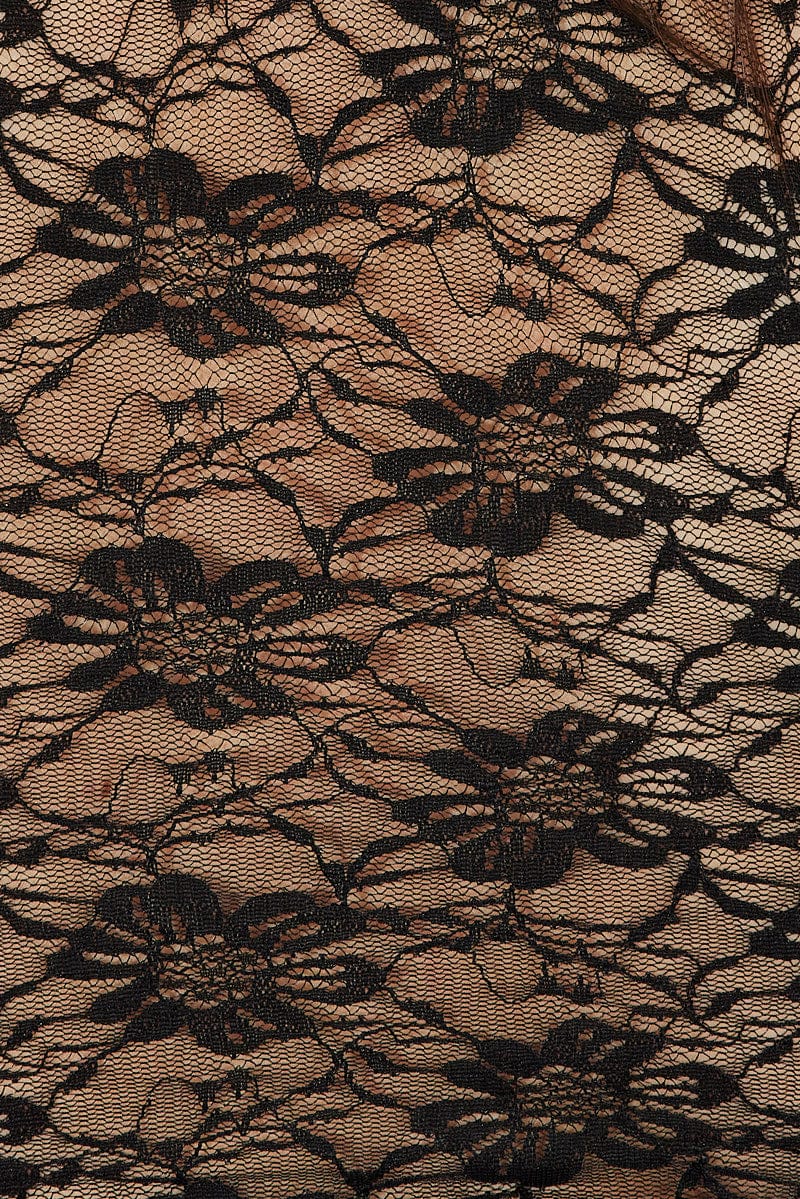 Black Lace Top Short Sleeve V-neck - Image 6