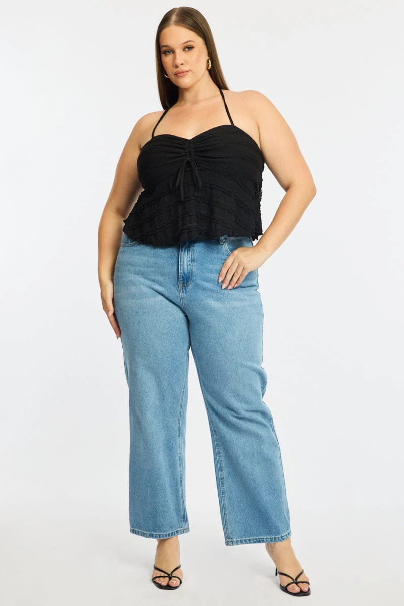 Black Lace Top Sleeveless Ruched Bust - Image 2