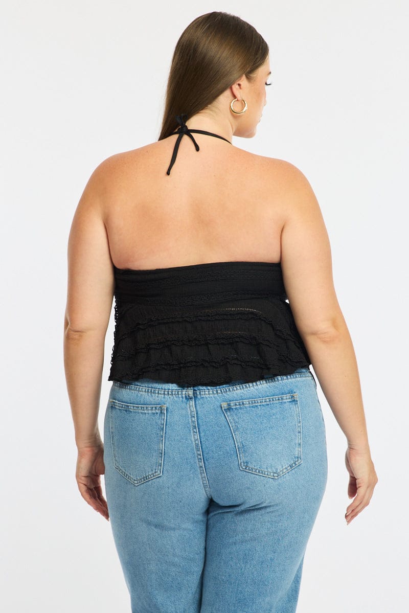 Black Lace Top Sleeveless Ruched Bust - Image 4