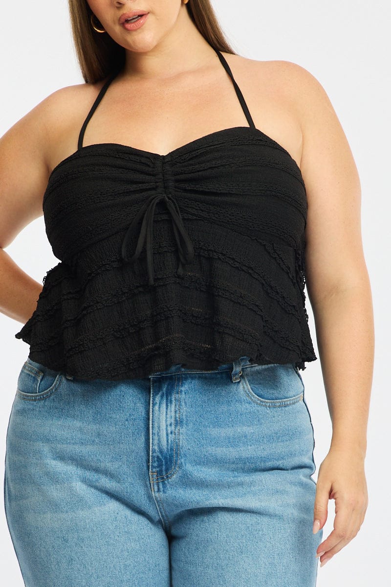 Black Lace Top Sleeveless Ruched Bust - Image 5