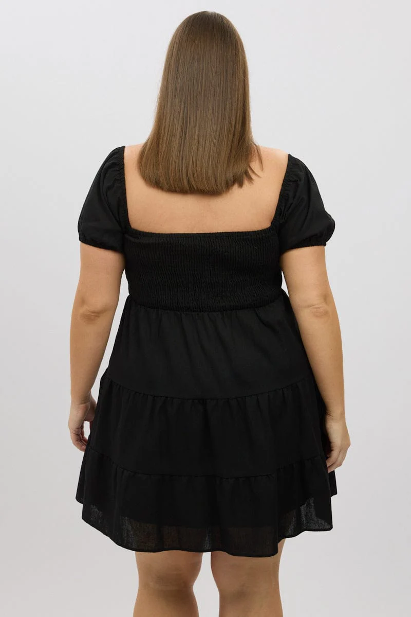 Black Lace Trim Milkmaid Corset Style Minidress - Image 5