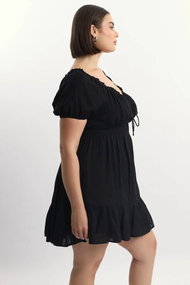 Black Lace Up Minidress - Image 3