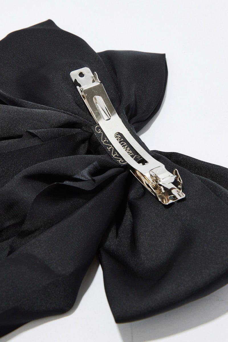 Black Large Bow Hair Clip - Image 3