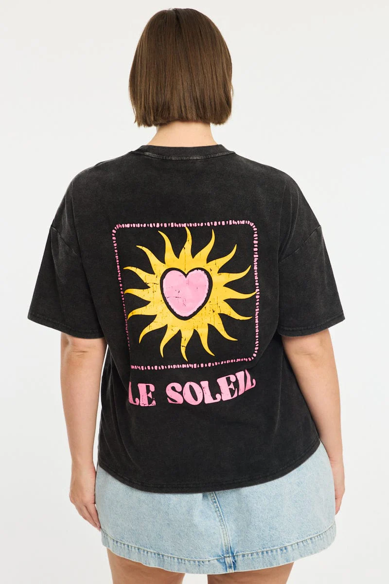 Black Le Soleil Graphic Tee - Image 2
