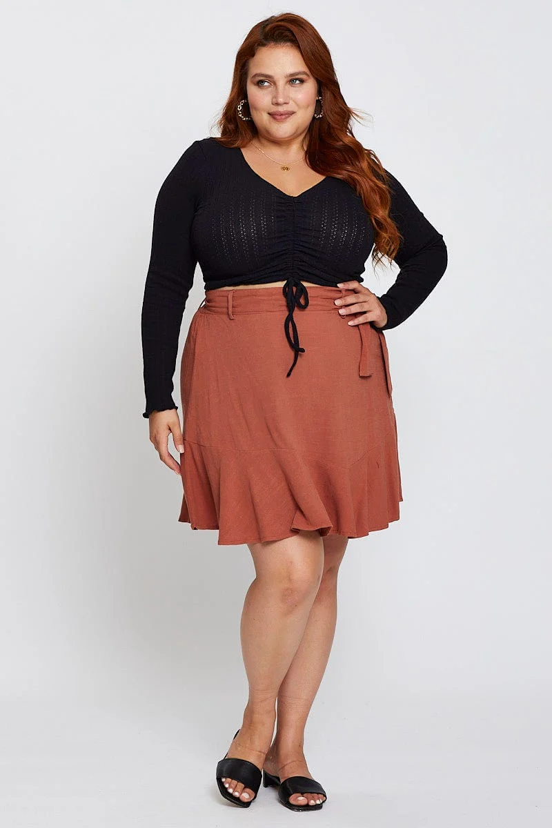 Black Long Sleeve Black Gather Top - Image 3