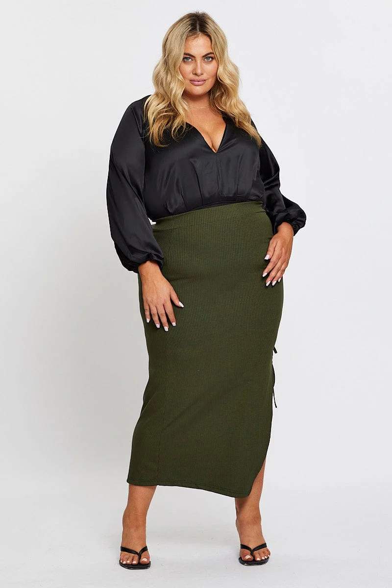 Black Long Sleeve Deep V-neck Bodysuit - Image 2
