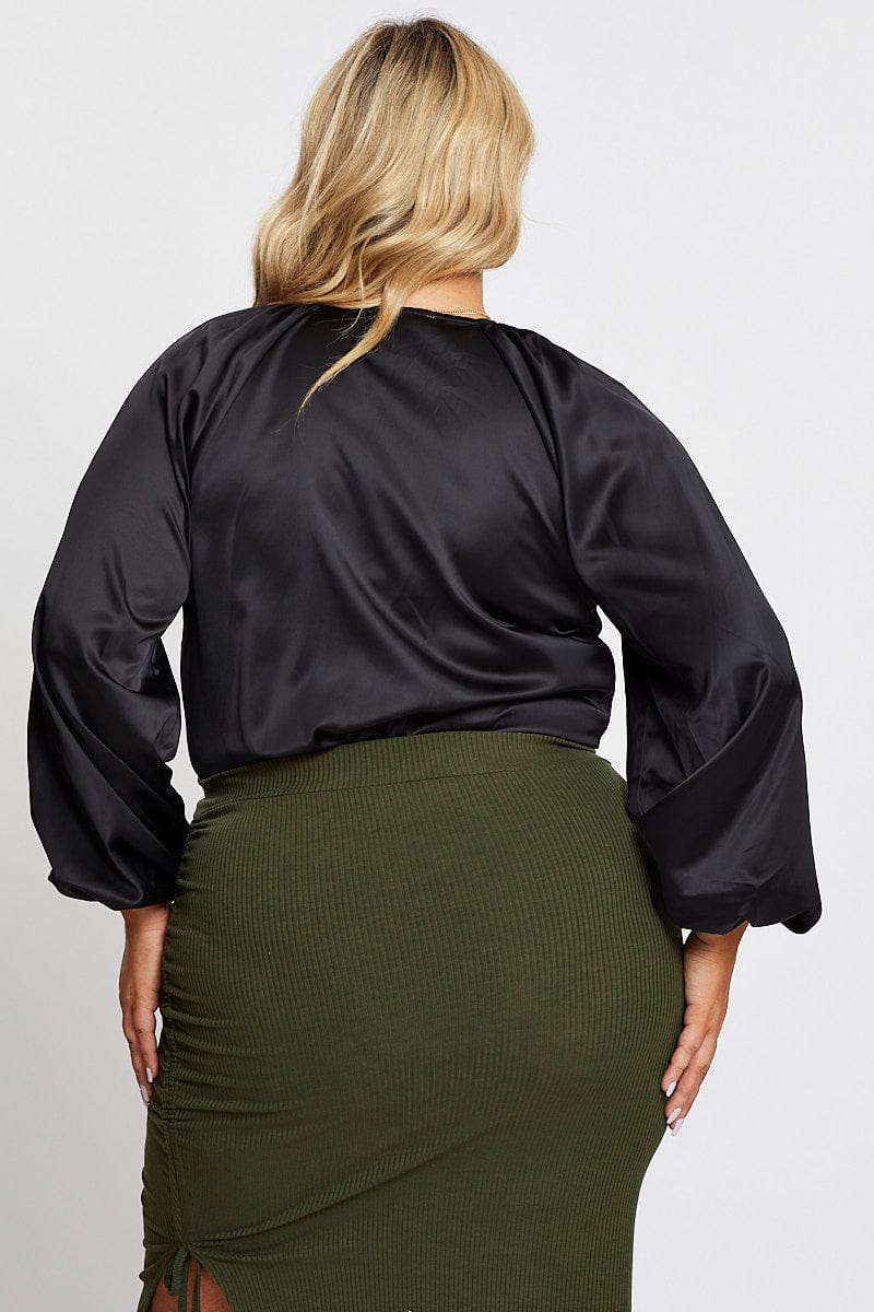 Black Long Sleeve Deep V-neck Bodysuit - Image 5