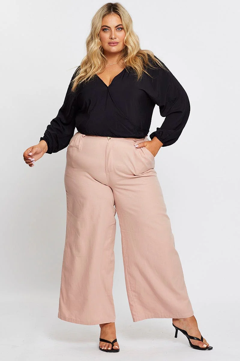 Black Long Sleeve Mock Wrap Top - Image 2