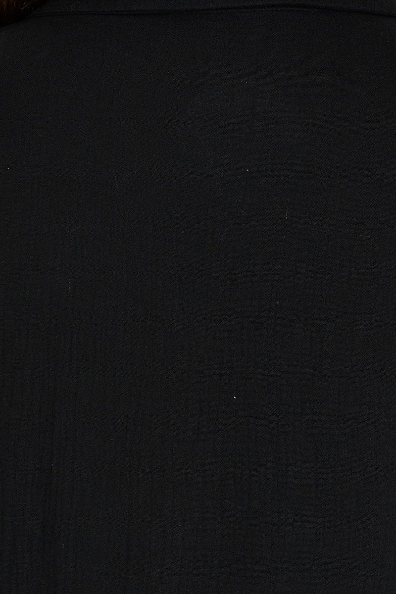 Black Long Sleeve White Cotton Crush Shirt - Image 6