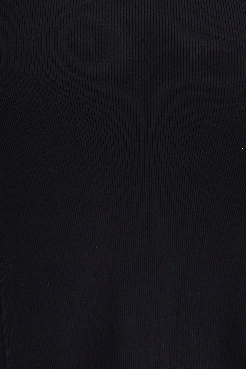 Black Longline Knit Cardigan Faux Fur Trim Ribbed - Image 6