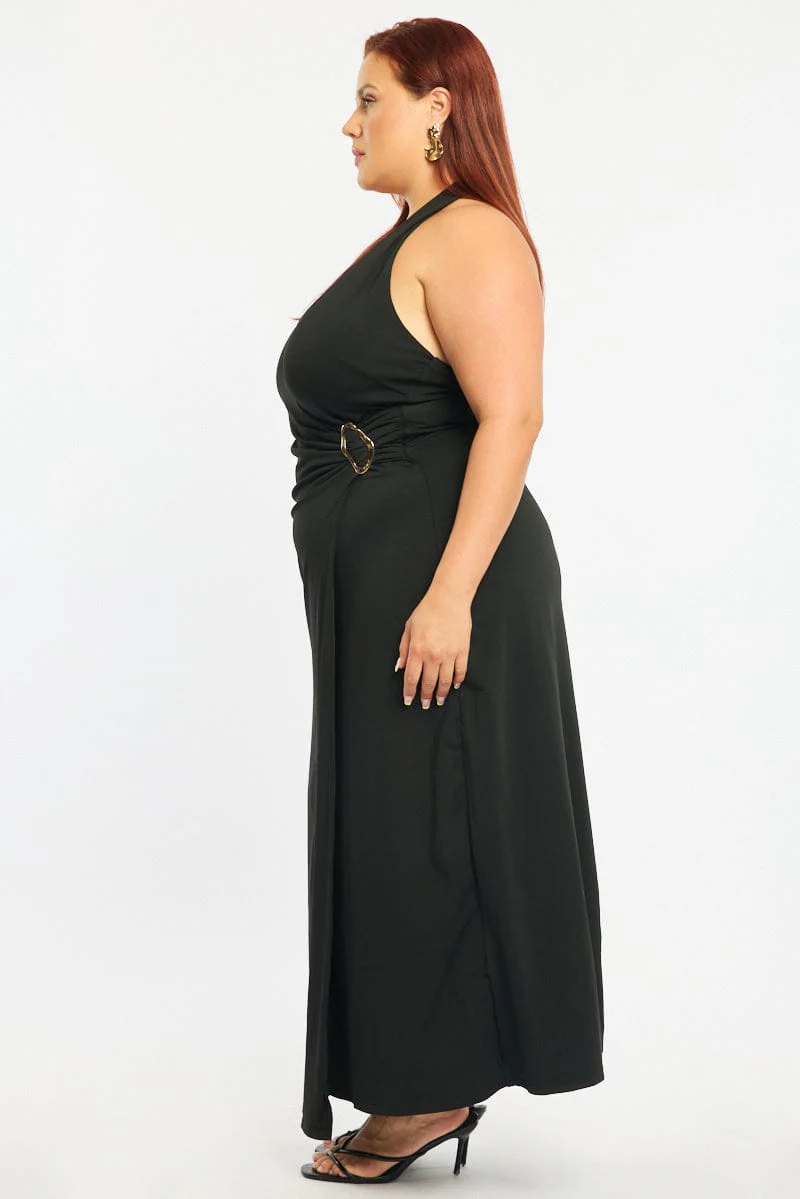 Black Maxi Dress Halter Sleeveless - Image 3