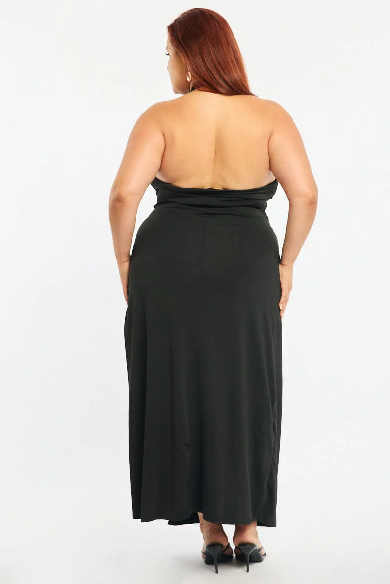 Black Maxi Dress Halter Sleeveless - Image 4