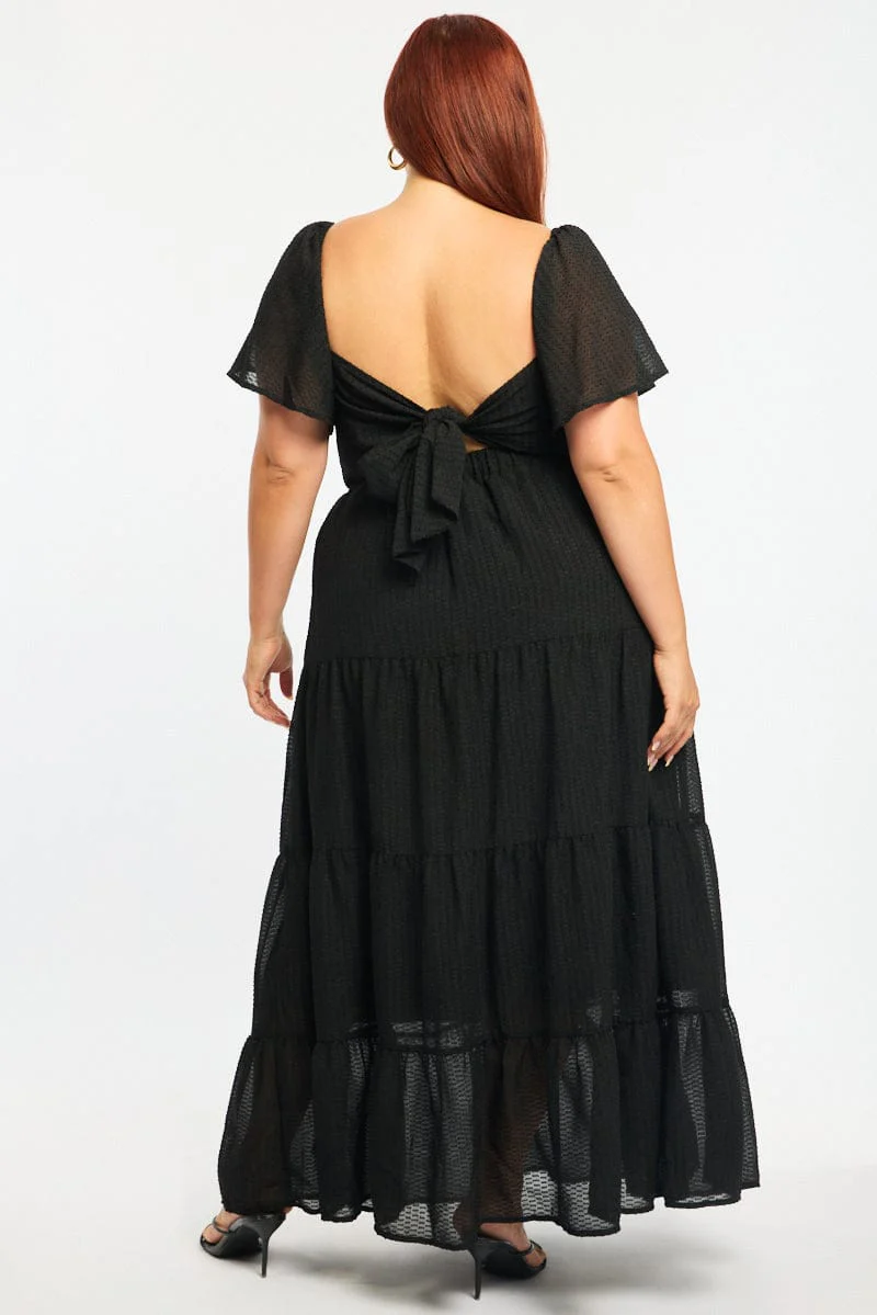 Black Maxi Dress Short Sleeve Cut Out - Image 4