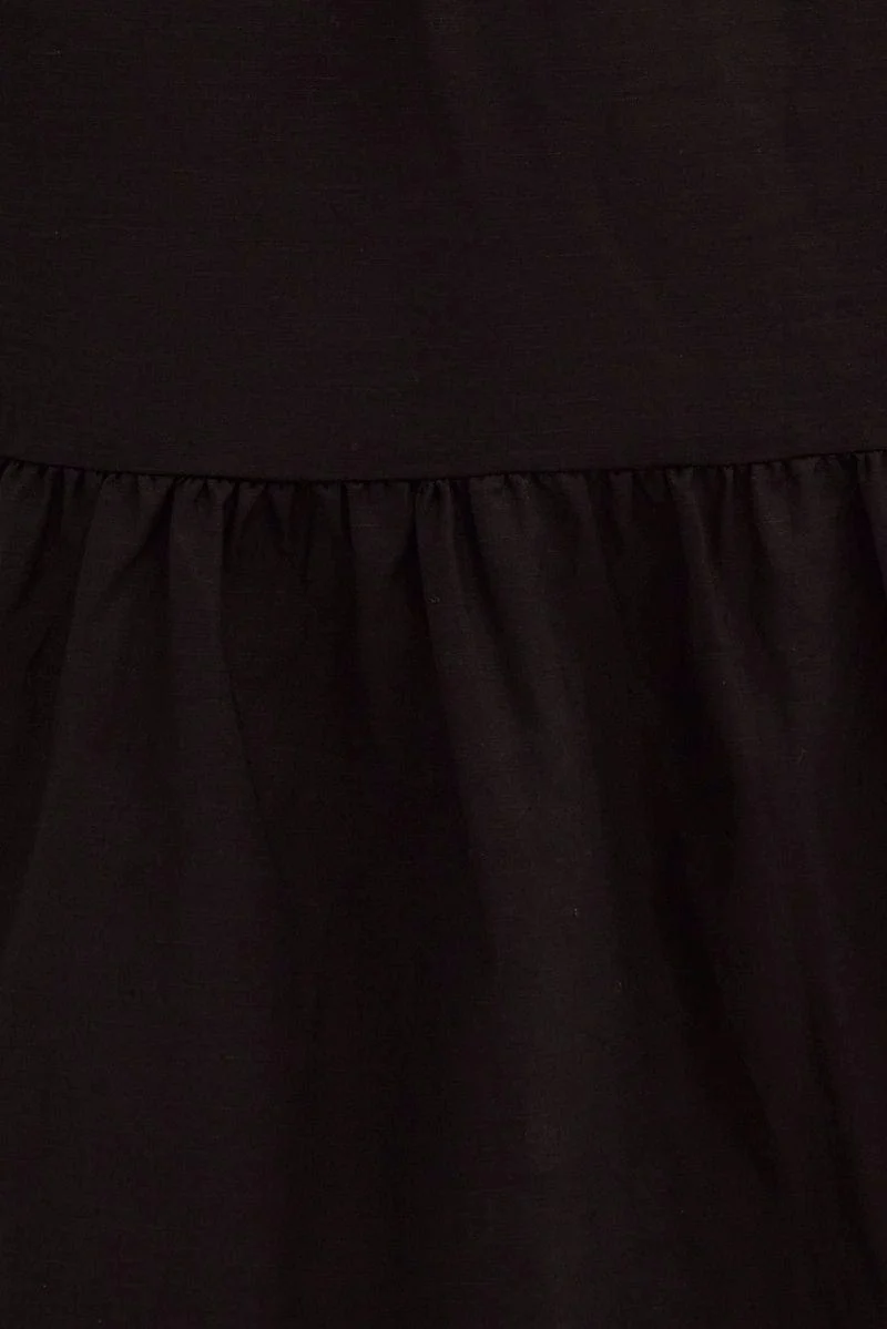 Black Maxi Dress Sleeveless Tiered Linen Blend - Image 6