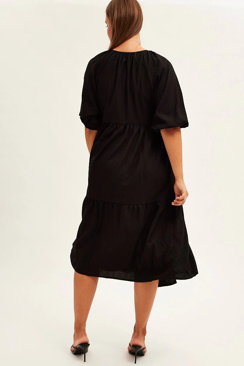 Black Maxi Dress Wrap Short Sleeve - Image 5