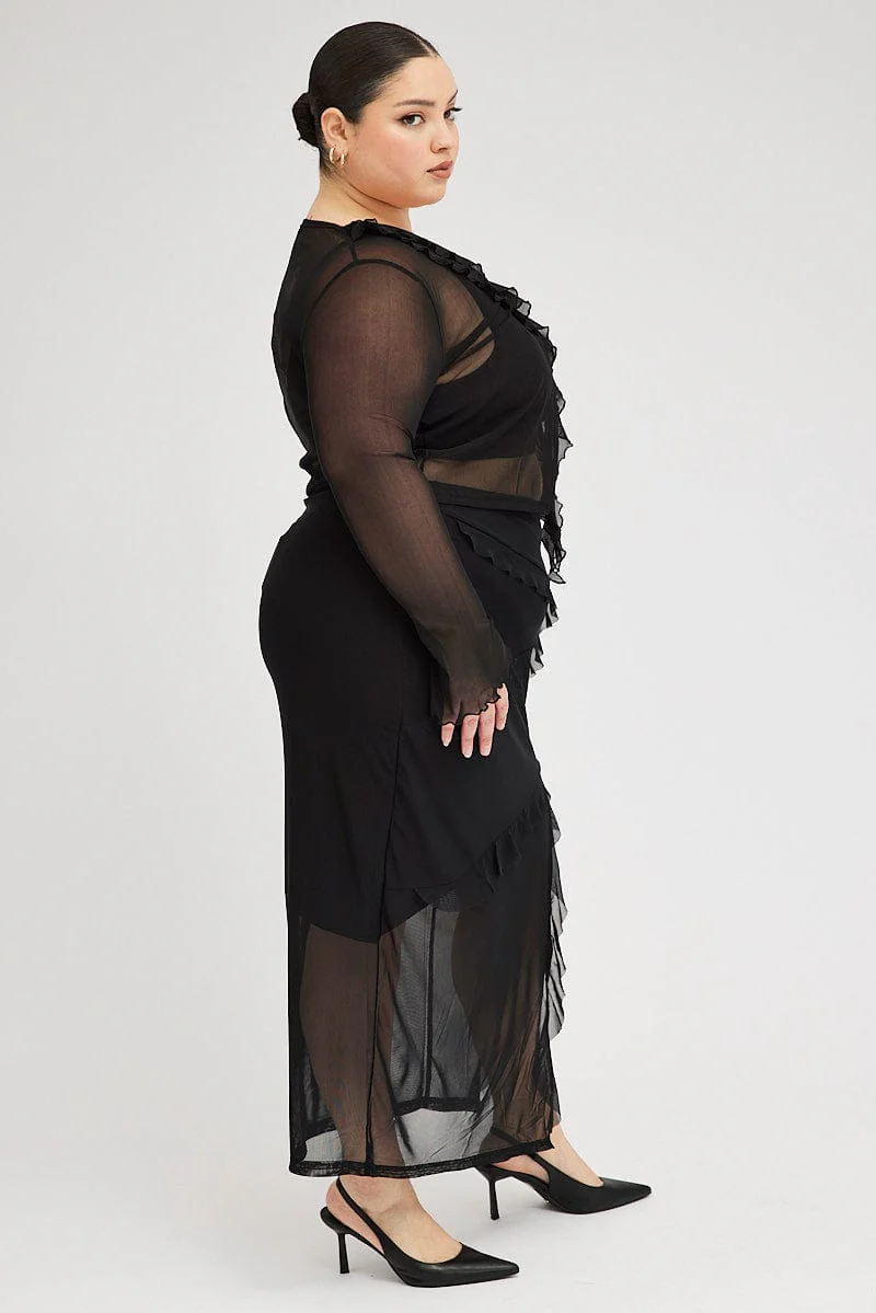 Black Maxi Skirt Ruffled - Image 4