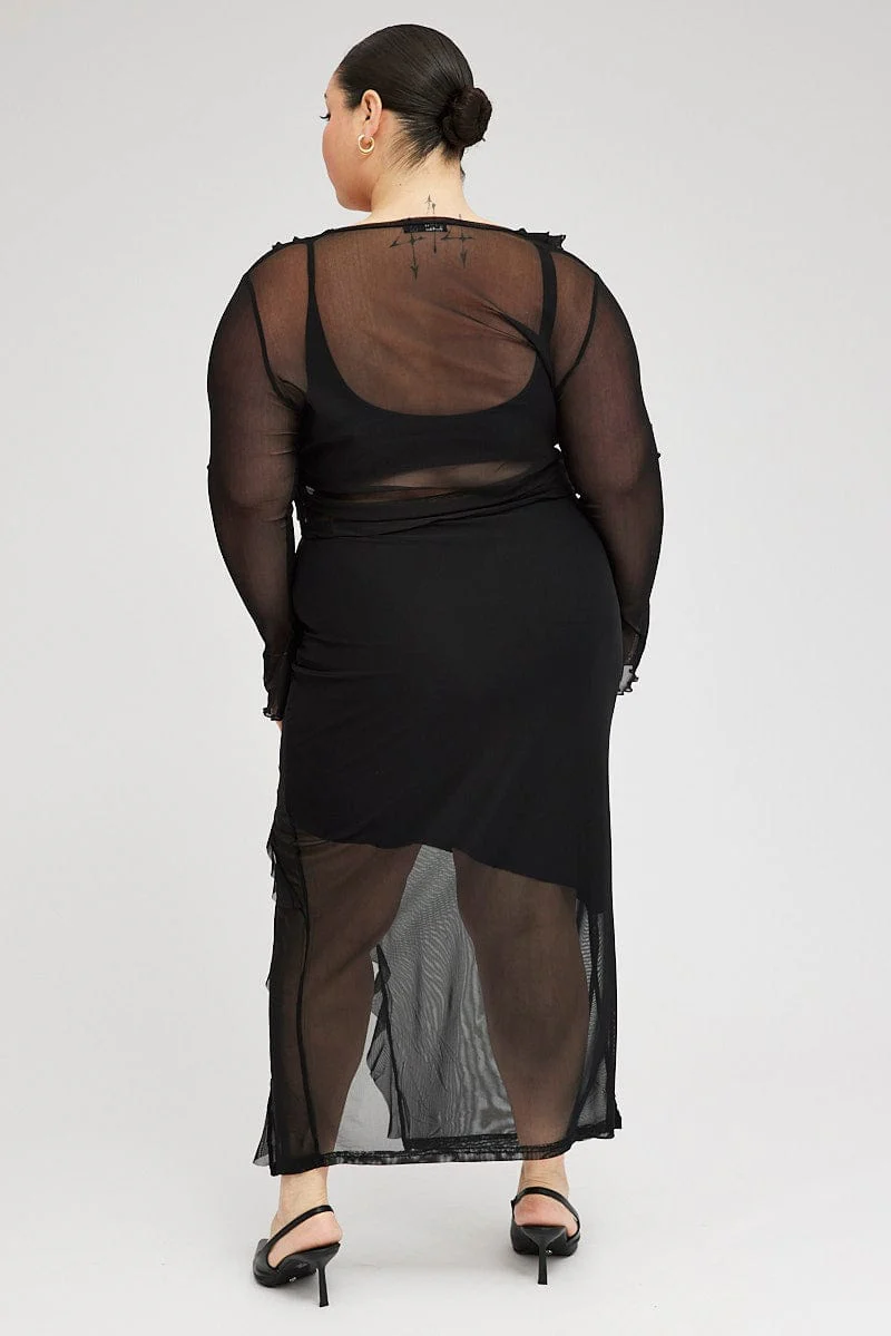 Black Maxi Skirt Ruffled - Image 5