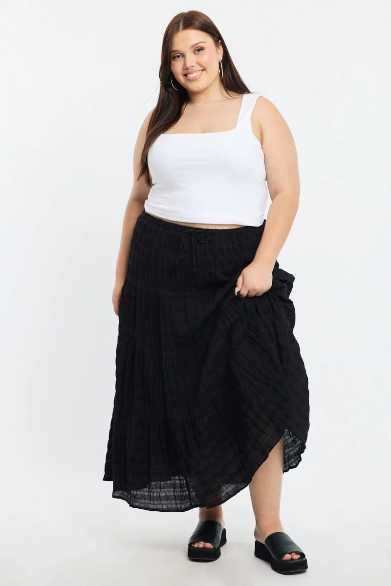 Black Maxi Skirt Textured