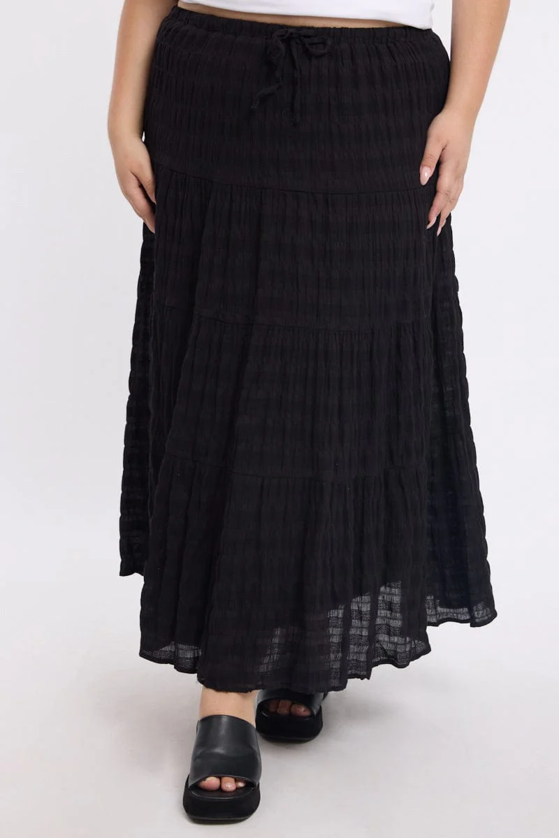 Black Maxi Skirt Textured - Image 2