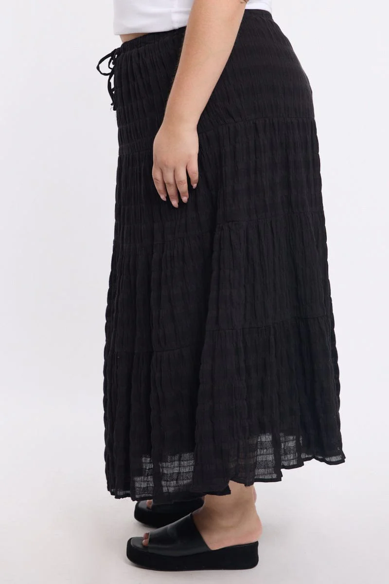 Black Maxi Skirt Textured - Image 3