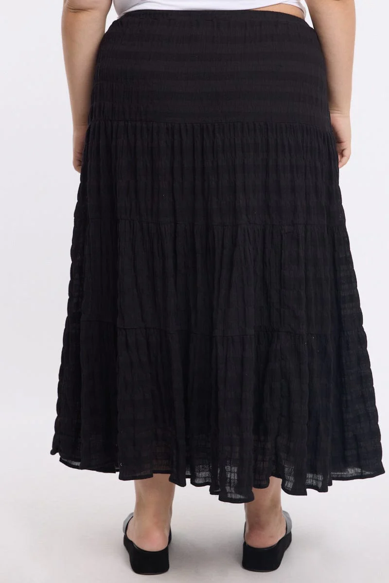 Black Maxi Skirt Textured - Image 4