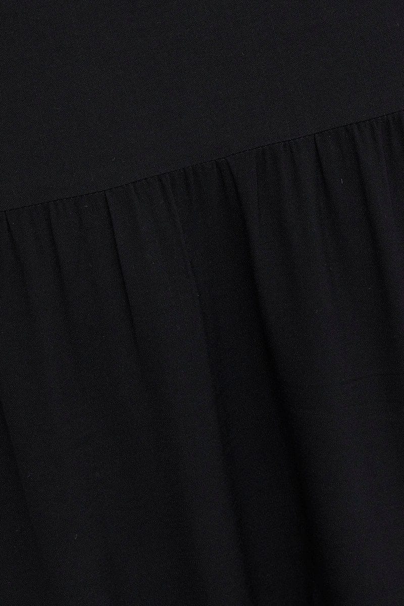 Black Maxi Skirt Tie Elastic Waist Textured - Image 6