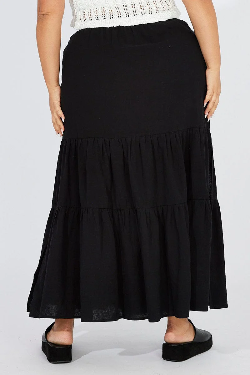 Black Maxiskirt Tassel Tie Side Splits - Image 5