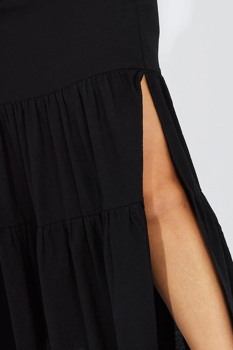 Black Maxiskirt Tassel Tie Side Splits - Image 6