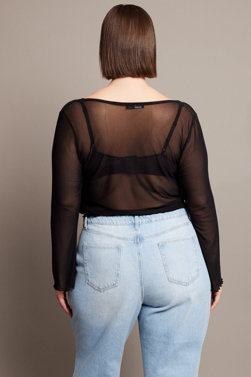 Black Mesh Bolero Tie Jacket - Image 5